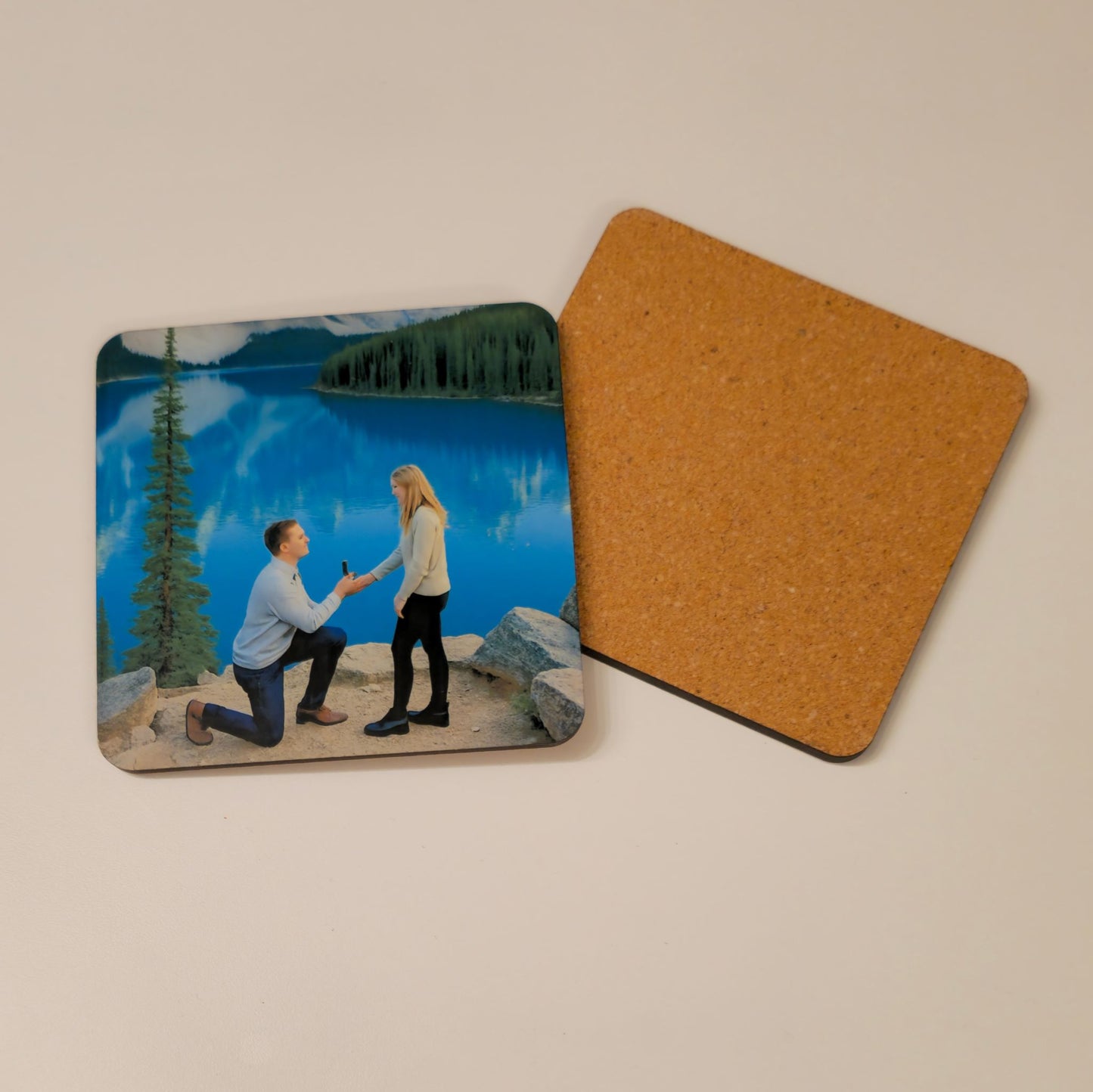 Custom Sublimation Coasters – 3.75" Square MDF Wood with Gloss Finish & Cork Backing