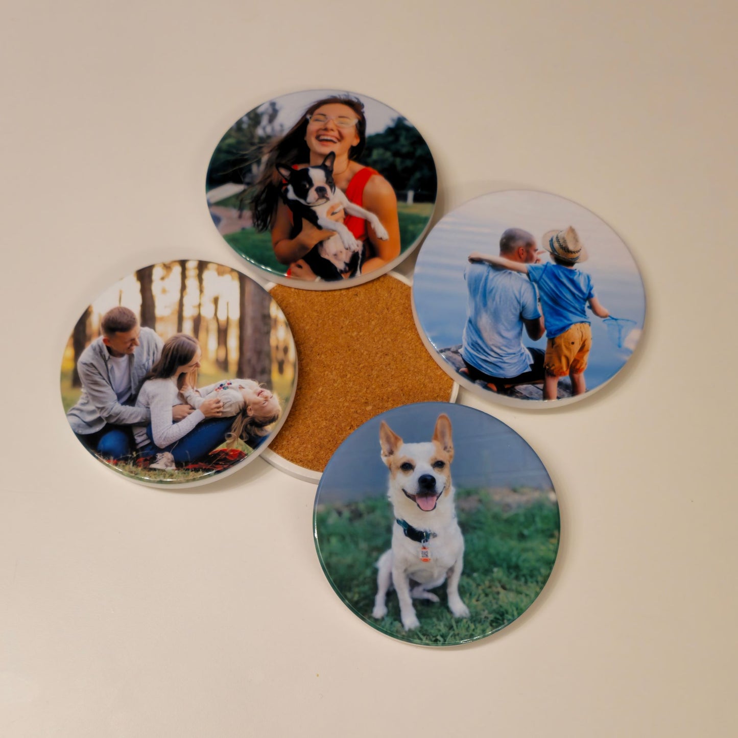 Custom Sublimated Ceramic Coasters – 3.5" Circle | Personalized Drink Coasters