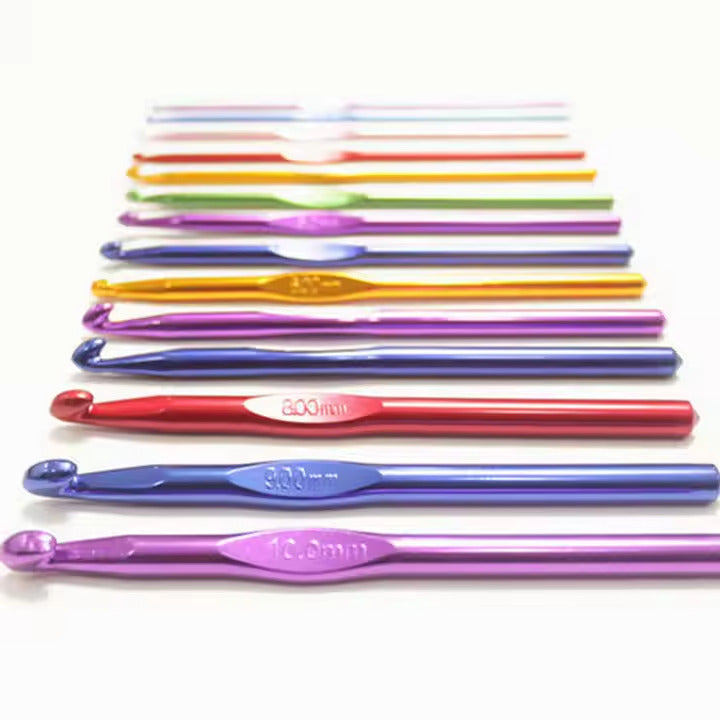 14pc Aluminium Crochet Hook Set 2mm - 10mm