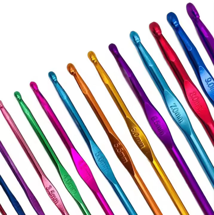 14pc Aluminium Crochet Hook Set 2mm - 10mm